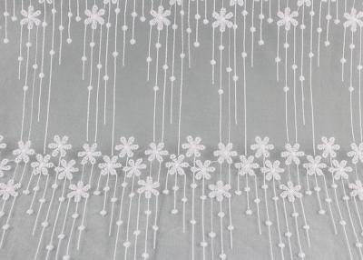 China 51 Inches Ivory Flower Embroidered Mesh Lace Fabric For French Wedding Dresses for sale