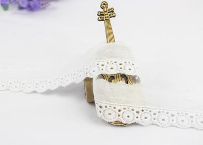 China White Cotton Lace Trim By The Yard Embroidered Scalloped Edge Lace For Top for sale