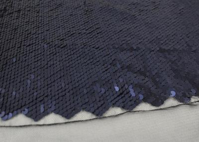China Navy Sequin Mesh Fabric , Embroidered Lace Fabric By The Yard For Evening Dresses for sale