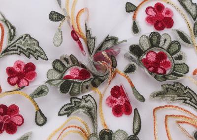 중국 수를 놓은 레이스 복장 직물, Dressmaking를 위한 끈으로 묶인 레이스 직물 꽃 Tulle 판매용