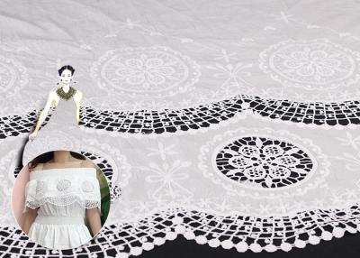 China Cotton Eyelet Embroidered Lace Fabric Free Azo Dyeing Retro Hollowed Flower for sale