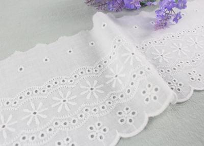 China Embroidered Flower Eyelet Cotton Lace Trim With Azo Free Organic 13cm Width for sale