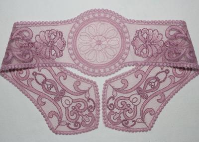 China Purple Lace Collar Applique Floral Embroidered Tulle Mesh Trim For Neckline for sale