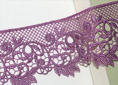 China Customized DTM Floral Embroidered Guipure Lace Trim Ribbon For Bridal Dress 7 CM Width for sale