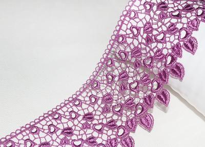 China Pink Guipure Lace Ribbon Embroidery Fabric With Heart - Shaped / African Cord Lace for sale