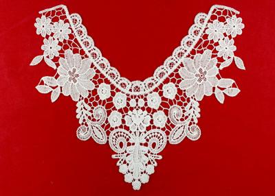 China White Embroidery Guipure Lace Collar Applique With DTM Poly Milk Silk Azo Free for sale