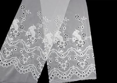 China 49 Inch Chiffon Embroidered Lace Fabric With Floral Bird Eyelet for sale