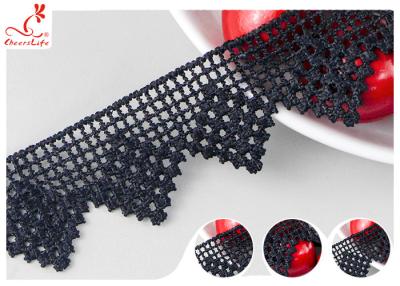China Black French Venice Guipure Lace Trim With Chemical Polyester Fiber Azo Free Dye for sale