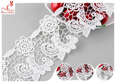 China Heavy Polyester Lace Fabric For Pom Dress , 8CM Guipure Floral Lace Trim for sale