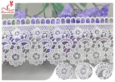 China Embroidered Flower Guipure Polyester Lace Trim For Dress DTM Azo Free Dyeing for sale