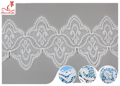 China 17CM Width White Guipure Embroidered Lace Trim With Azo Free Dyeing Poly Milky for sale