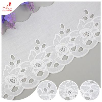 China Cotton Netting Trim / Custom Embroidered Lace Trim By The Yard For Decoration for sale