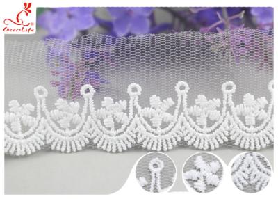 China 3CM African Mesh Embroidered Bridal Lace / Nylon Or Polyester Wedding Lace Trim for sale