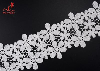 China Beautiful Flower White Embroidered Lace Trim For Wedding Dress for sale