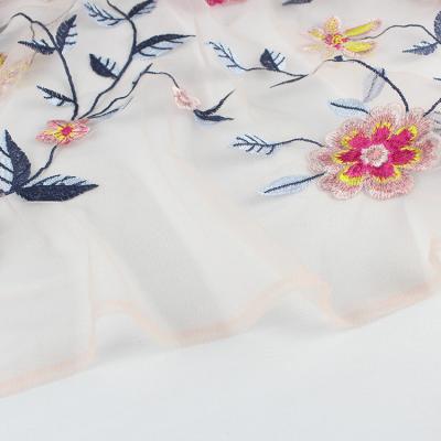 Китай Ширина ткани 130КМ шнурка гипюра мульти- вышитая цветом для одеяния продается
