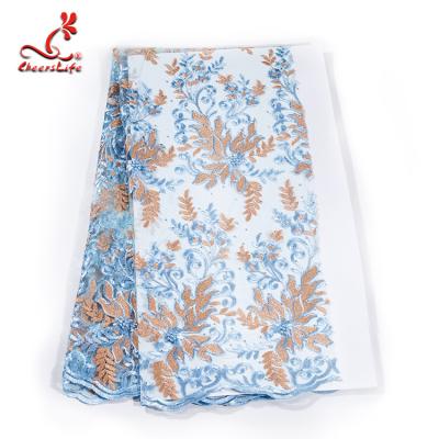 China French Luxury Embroidered Lace Fabric / Dress Voile Tulle Lace Fabric Flowers Decoration for sale