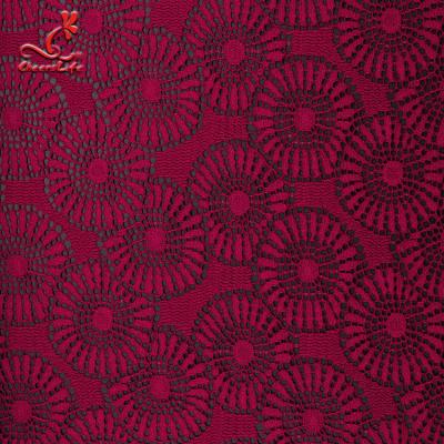 China Fashion Wine Lace Fabric High Quality Red Lace Fabric For Garment for sale