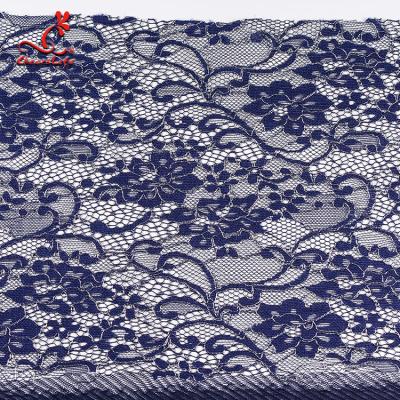 China Wholesale French Royal Blue Lace Fabric Textiles Product Voile For Garment for sale