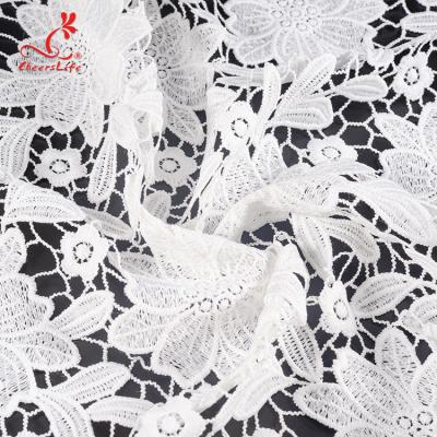 China 125cm Width Water Soluble Floral Embroidery Fabric With Sequins for sale