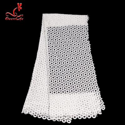 China Guipure Lace Water Soluble Geometric Shape Embroidery Fabric With 100% Polyester Milk Yarn for sale