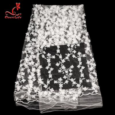 China Laço floral bordado poliéster 100% de Bussy da tela do laço para o vestido de casamento com rede suíça à venda