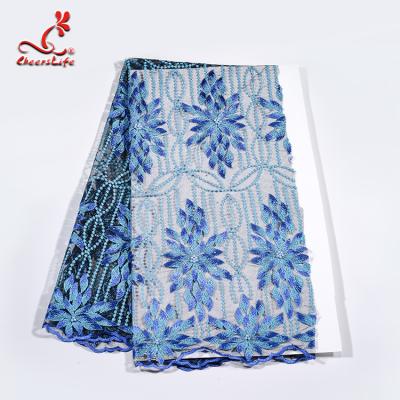 China Beautiful Colors French Floral Embroidered Lace For Evening Dresses for sale