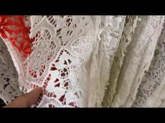 Floral Embroidery Lace Fabric For Wedding Dress White Guipure