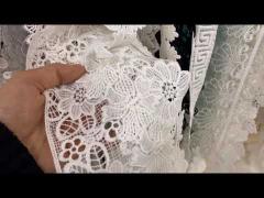 Floral Embroidered Lace Trim White For Wedding Dress 10.2cm