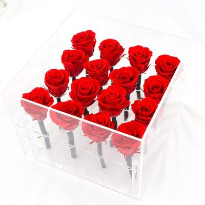 China Customized Color 4cm-5cm Preserved Roses In A Box Indor Decoration for sale