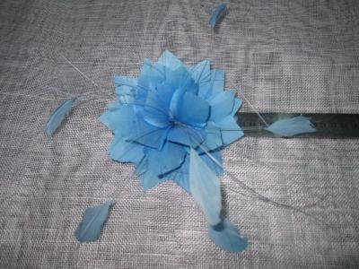 China Scattered Feather Flower Sky Blue Fascinator , Wedding Hats And Fascinators for sale