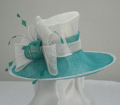 China Branco/curva de Sinamay dos chapéus das senhoras Sinamay de turquesa para a igreja/casamento à venda