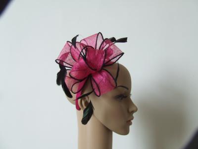 China Overlocked Sinamay Ladies Fascinator Hats / pink fascinator hats for sale