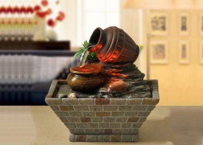 China Traditional Pots  Home Interiors Decoration  Tv Cabinet Living Room Tabletop Indoor Water Fountain With LED for sale