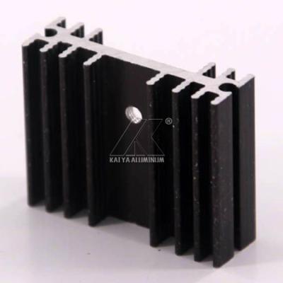 China Punching Hole CNC Aluminum Profile Heat Sink Deep Black Powder Coating for sale