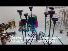 PVD rainbow coatings for stainless steel light, candle holders