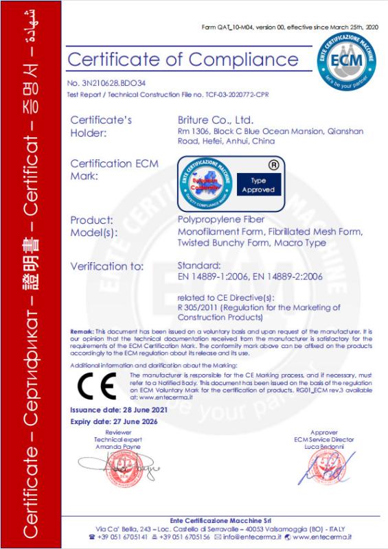 EN14889-1:2006, EN14889-2:2006 - Briture Co., Ltd.