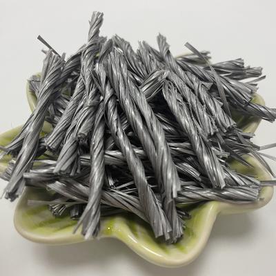 China Biture Grey PP Fiber Twisted Bunchy Form For Reinforcement To Crack Resist And Concrete for sale