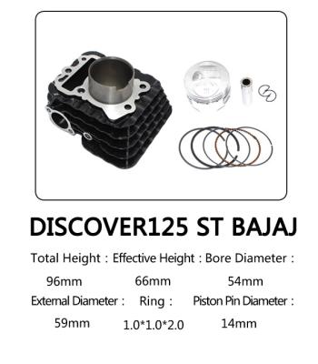 China Discover125 ST BAJAJ Cylinder Kit Black Color With 54mm Bore Diameter for sale