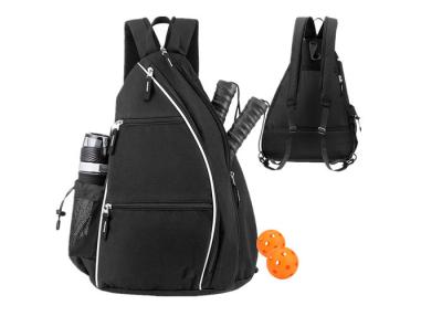 China Unisex Black Sling Pickleball Bag With Detachable Shoulder Strap for sale