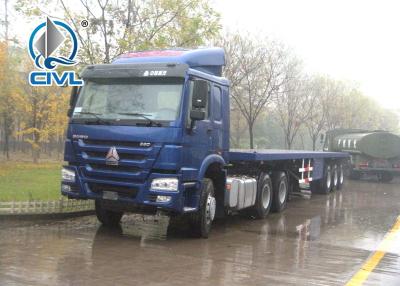 China 3 Axles New Loading Construction Machines Hydraulic Flatbed Semi Trailer 70 Tons 17m for sale