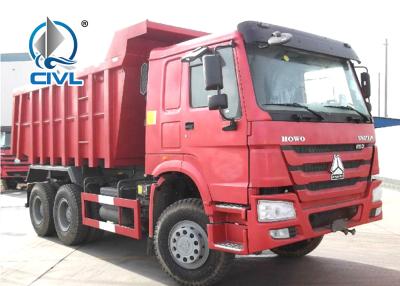 China 20 Ton Heavy Equipment Dump Truck 6x4 , Red Color 2 Axle Dump Truck 336hp Tipper for sale
