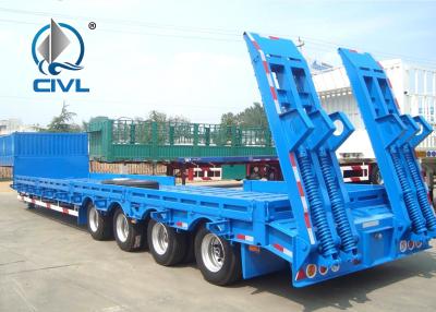 China Low Bed Semi-Trailer CIMC 3 Axles Flatbed With 60 Tons To Transport Machines  Lowboy Trailer for sale