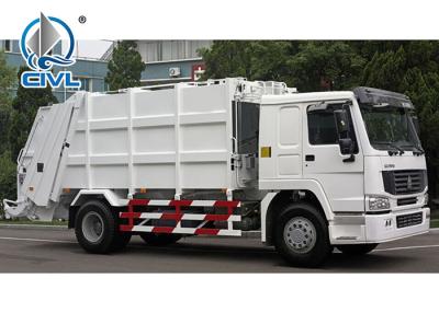 China 371Hp Automatic HOWO 4x2 Compact Rear Load Garbage Truck 12m3   EuroIII White Color for sale