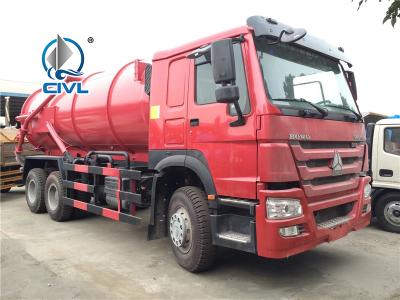 China Lixo séptico SINOTRUK fecal SWZ do caminhão da bomba do caminhão vermelho da sucção da água de esgoto de 6x4 12m3 à venda
