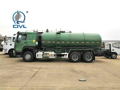 China New Howo 6x4 371HP Sewage Suction Vacuum Truck  Green Color euro II 25 ton loading capacity for sale
