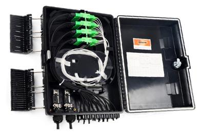 China 16 Core Outdoor Black Fiber FTTH Distribution Box 1X16 PLC Splitter Box for sale