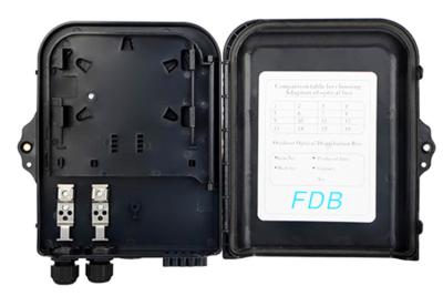 China 8 Core FTTB FTTH Termination Box 3 Inlet Fiber Termination Box 1X8 PLC Splitter Black for sale