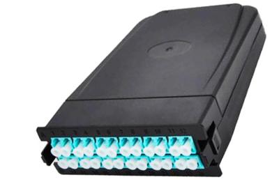 China 12 24 Cores Fiber MPO LC Cassette Box OM3 Optical Cable MTP Module With FTTX for sale