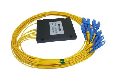 China 1x8 PON PLC Fiber Optic Splitter With ABS Enclosure And SC Pigtail for sale