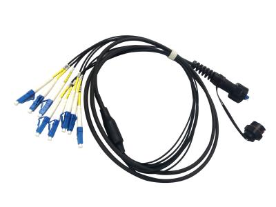 China LC To ODVA Duplex 8 Core Armored Patch Cord Waterproof Singlemode Tactical Fiber Cable for sale
